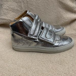 MM6 Maison Martin Margiela Silver Metallic Women's High Top Sneakers Size EU36.5